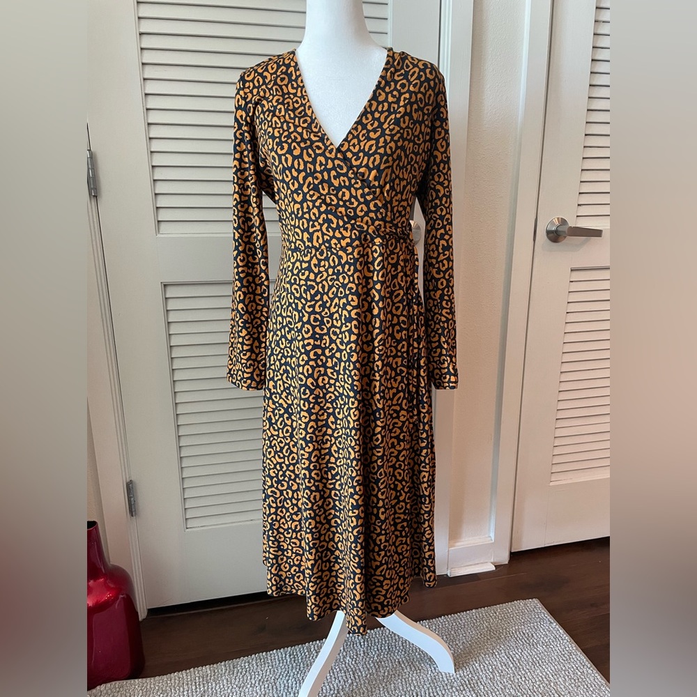NWT Old Navy Wrap Dress Gold and Blue Size Small